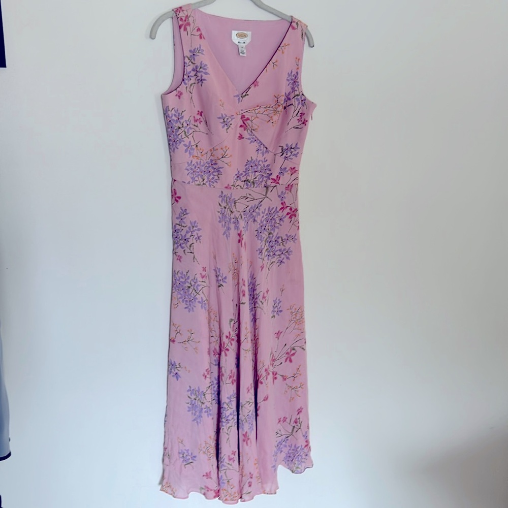 NWOT Talbots Pure Silk Fit & Flare Pink Floral Dress